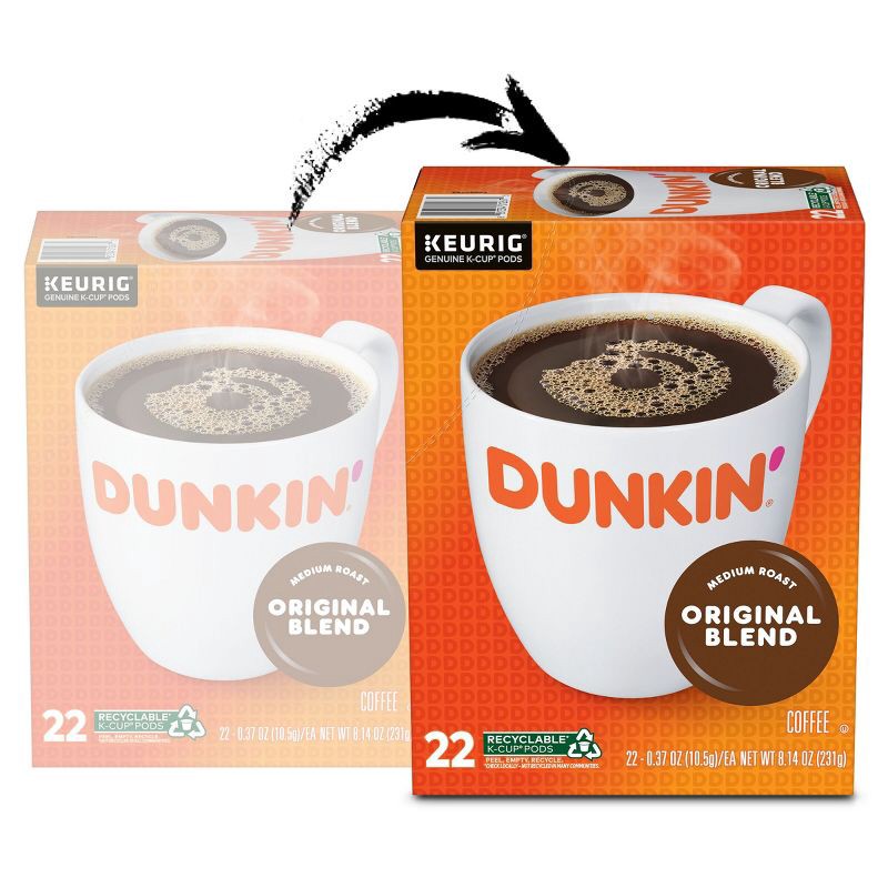 slide 2 of 6, Dunkin' Donuts Dunkin' Original Blend, Medium Roast, Keurig K-Cup Pods - 22ct, 22 ct