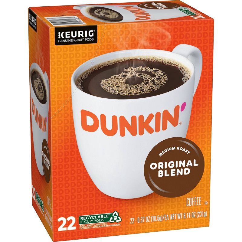 slide 6 of 7, Dunkin' Donuts Dunkin' Original Blend, Medium Roast, Keurig K-Cup Pods - 22ct, 22 ct