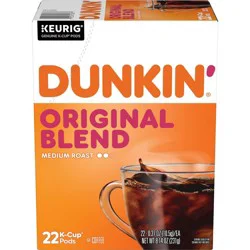 Dunkin' Donuts Original Blend Medium Roast Keurig K-Cup Coffee Pods - 22ct