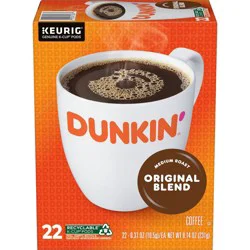 Dunkin' Donuts Original Blend Medium Roast Keurig K-Cup Coffee Pods - 22ct