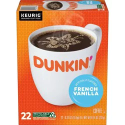 Dunkin' Donuts French Vanilla Flavored Medium Roast Keurig K-Cup Pods - 22ct