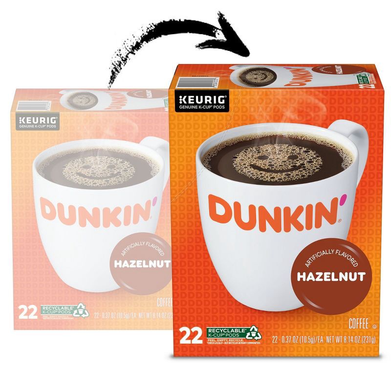 slide 3 of 8, Dunkin' Donuts Dunkin' Hazelnut Flavored Medium Roast Coffee - Keurig K-Cup Pods - 22ct, 22 ct