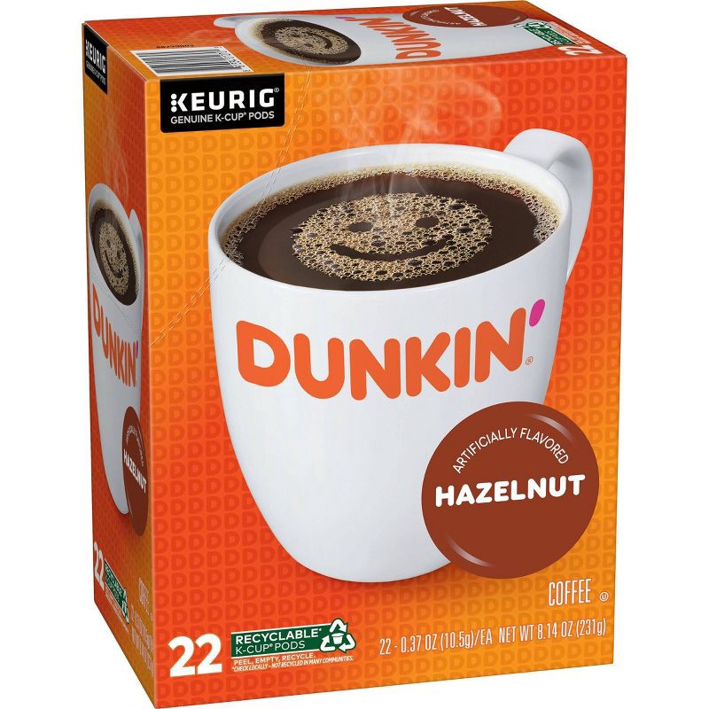 slide 7 of 8, Dunkin' Donuts Dunkin' Hazelnut Flavored Medium Roast Coffee - Keurig K-Cup Pods - 22ct, 22 ct