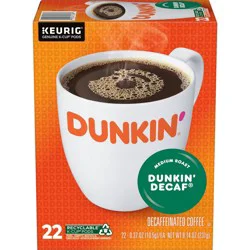 Dunkin' Donuts Dunkin' Dunkin' Decaf Medium Roast Coffee - Keurig K-Cup Pods - 22ct