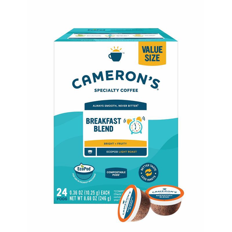 slide 1 of 9, Cameron's Coffee Cameron's Breakfast Blend Light Roast Coffee Pods - 24ct, 24 ct