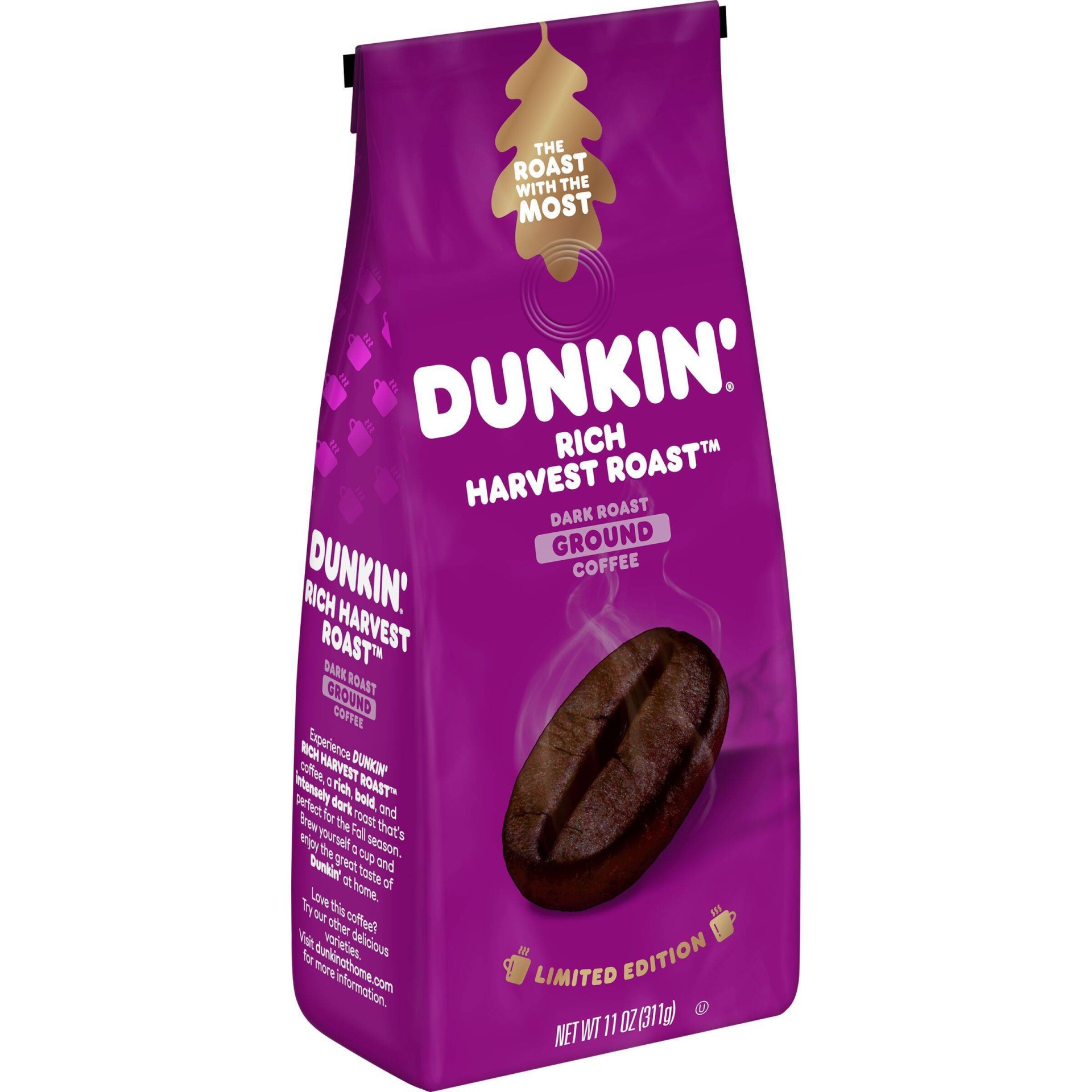 slide 1 of 5, Dunkin'' Donuts Rich Harvest Medium Roast Coffee, 11 oz