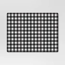 Cork Buffalo Check Placemat Black - Threshold™: Geometric Rectangle, Traditional Style, Non-Woven Fabric, 16"x12"