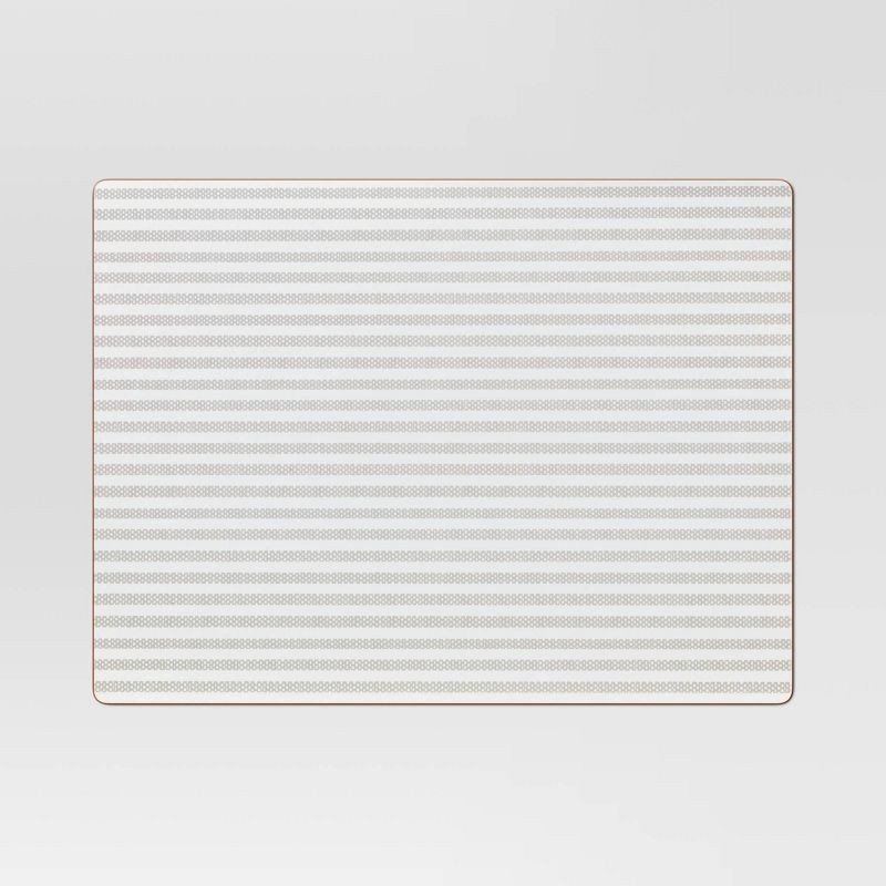 slide 1 of 3, Cork Striped Placemat White - Threshold™: Geometric Rectangle for Kitchen Table, Traditional Decor, Spot Clean, 16"x12", 1 ct