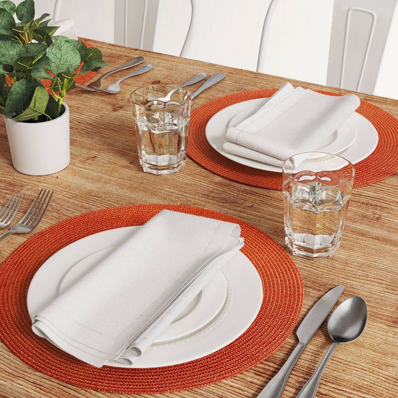 slide 2 of 3, Polyround Charger Placemat Orange - Threshold™: Traditional Round Table Decor, Basket Weave, Spot Clean, Fall Season, 1 ct