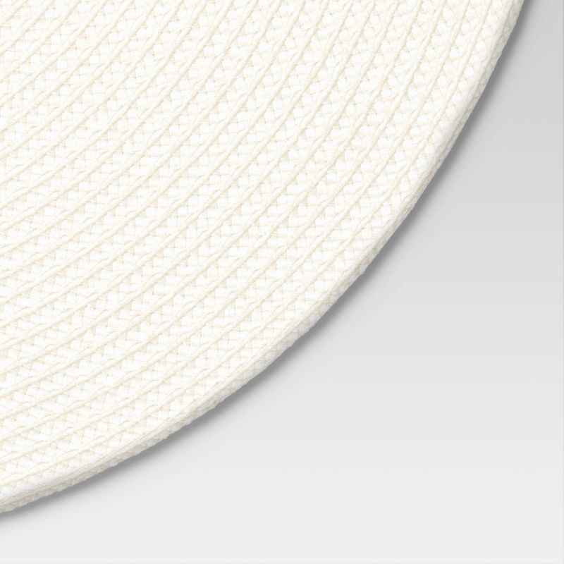 slide 3 of 3, Polyround Charger Placemat Cream - Threshold™: Traditional Round Table Decor, Off-White, Spot Clean, Fall Season, 1 ct