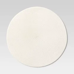 Polyround Charger Placemat Cream - Threshold™: Traditional Round Table Decor, Off-White, Spot Clean, Fall Season