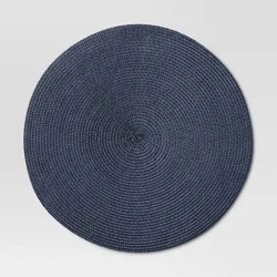 Polyround Charger Placemat Dark Blue - Threshold™: Round Table Mat, Traditional Style, Navy Blue, 15" Diameter