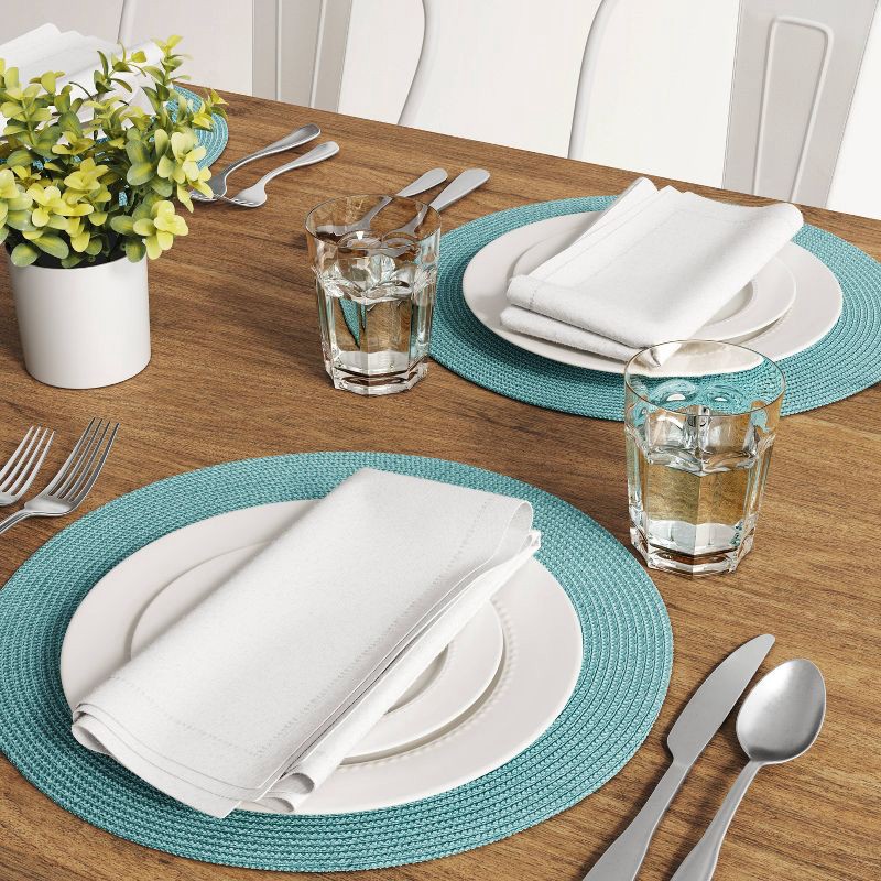slide 2 of 3, Polyround Charger Placemat Blue - Threshold™: Traditional Round Table Mat, 15" Basket Weave, Spot Clean, 1 ct
