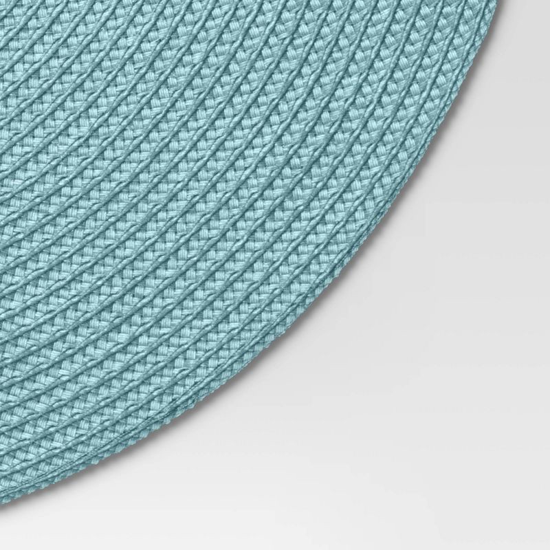 slide 3 of 3, Polyround Charger Placemat Blue - Threshold™: Traditional Round Table Mat, 15" Basket Weave, Spot Clean, 1 ct