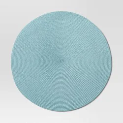 Polyround Charger Placemat Blue - Threshold™: Traditional Round Table Mat, 15" Basket Weave, Spot Clean