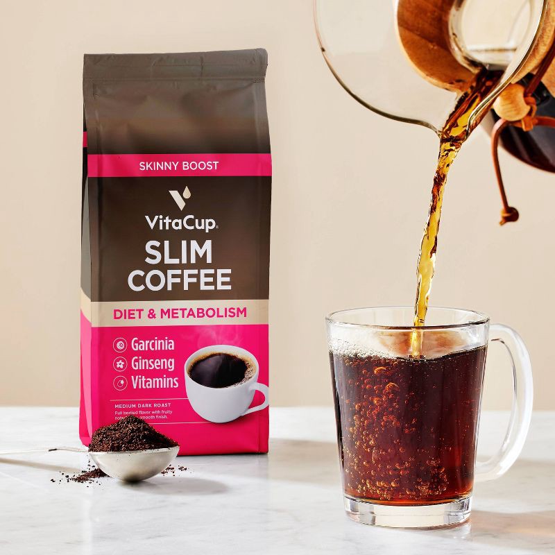 slide 2 of 4, VitaCup Slim Ground Coffee (Diet & Metabolism) w/ Garcinia, Ginseng, & B Vitamins, Medium Roast - 10oz, 10 oz