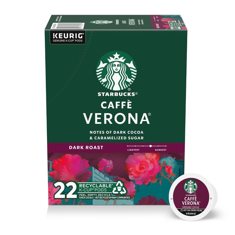 slide 1 of 8, Starbucks Verona Blend Dark Roast Keurig K-Cup Coffee Pods - 22ct, 22 ct