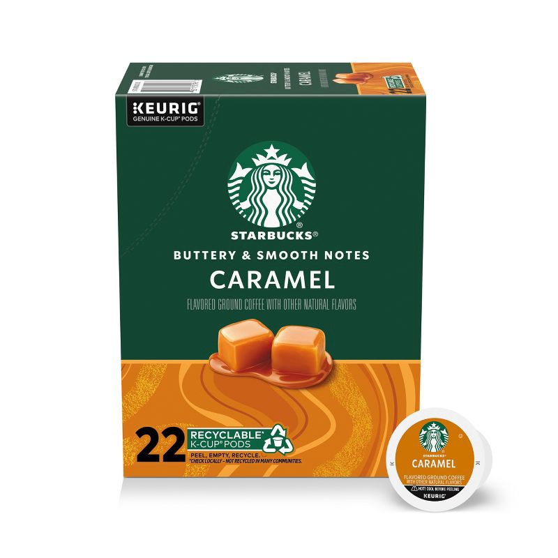 slide 1 of 8, Starbucks Caramel Flavored Light Roast Keurig K-Cup Coffee Pods - 22ct, 22 ct