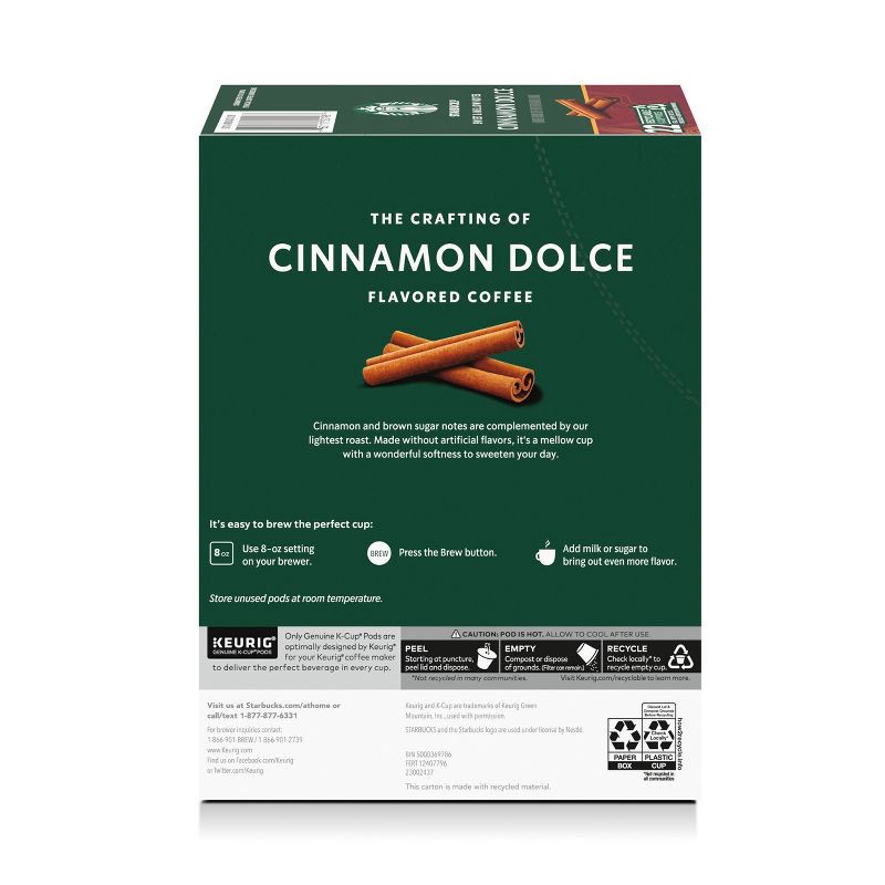 slide 7 of 8, Starbucks Cinnamon Dolce Flavored Light Roast Keurig K-Cup Coffee Pods - 22ct, 22 ct