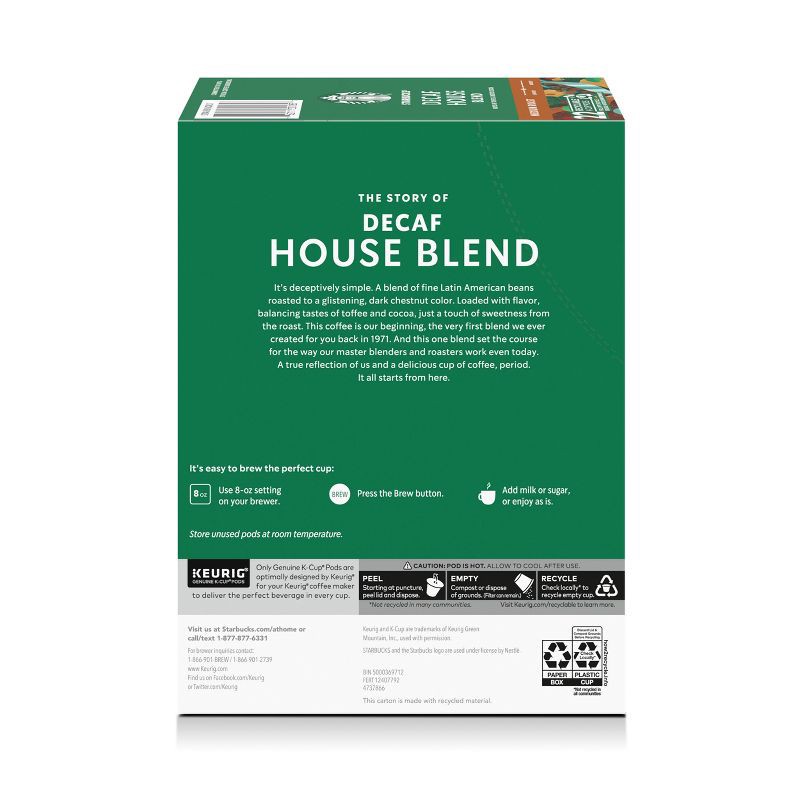 slide 2 of 8, Starbucks House Blend Medium Roast Keurig K-Cup Coffee Pods - Decaf - 22ct, 22 ct