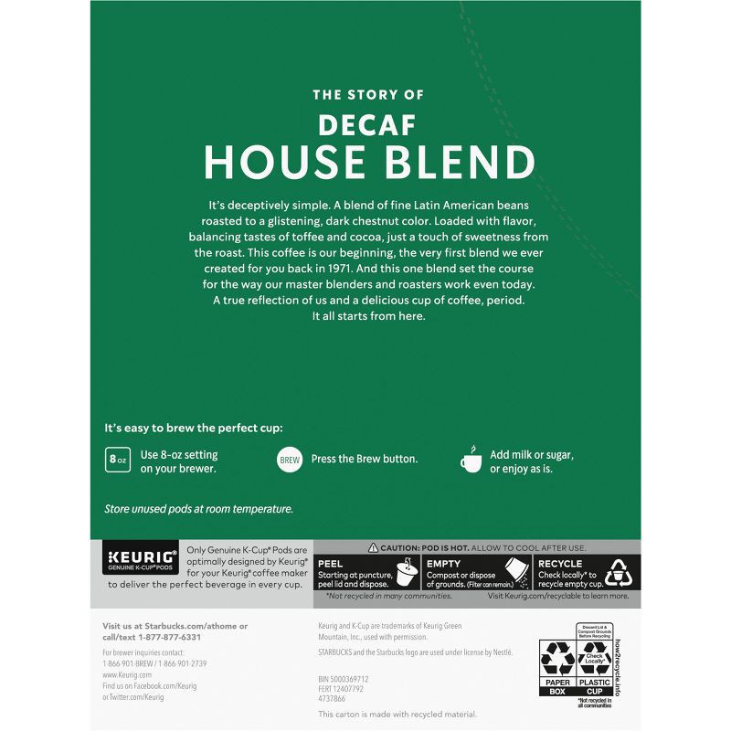 slide 5 of 7, Starbucks House Blend Medium Roast Keurig K-Cup Coffee Pods - Decaf - 22ct, 22 ct