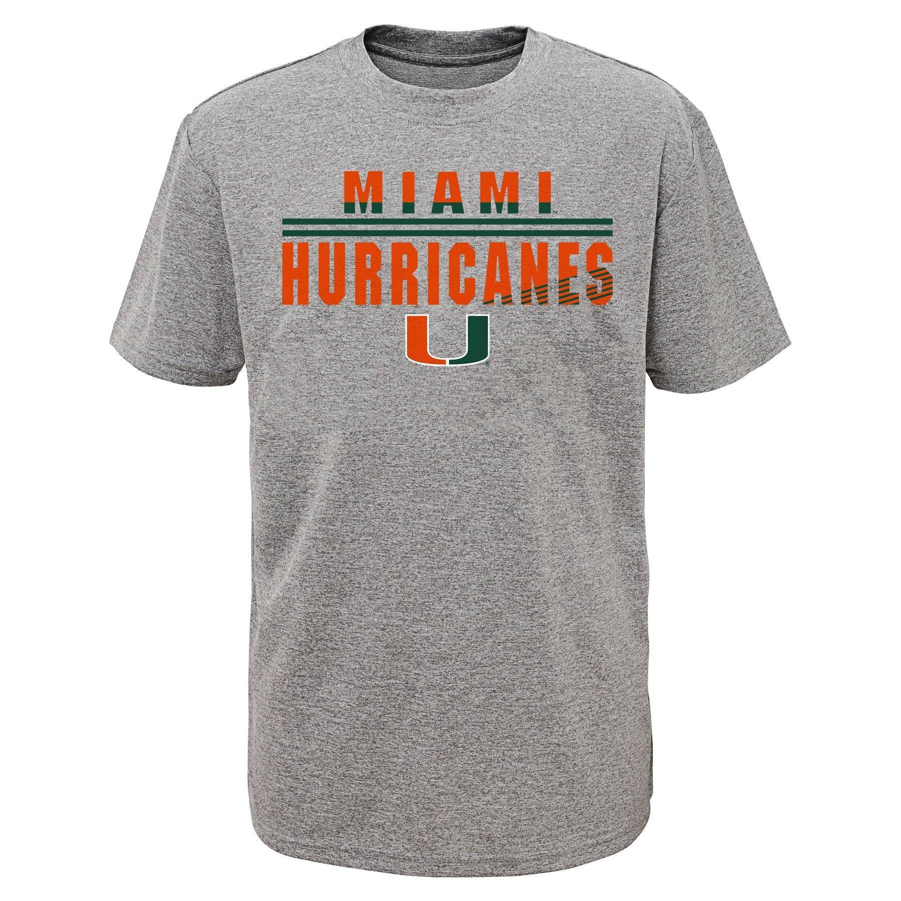 slide 1 of 1, NCAA Miami Hurricanes Boys' Short Sleeve Gray Performance T-Shirt - XL, 1 ct