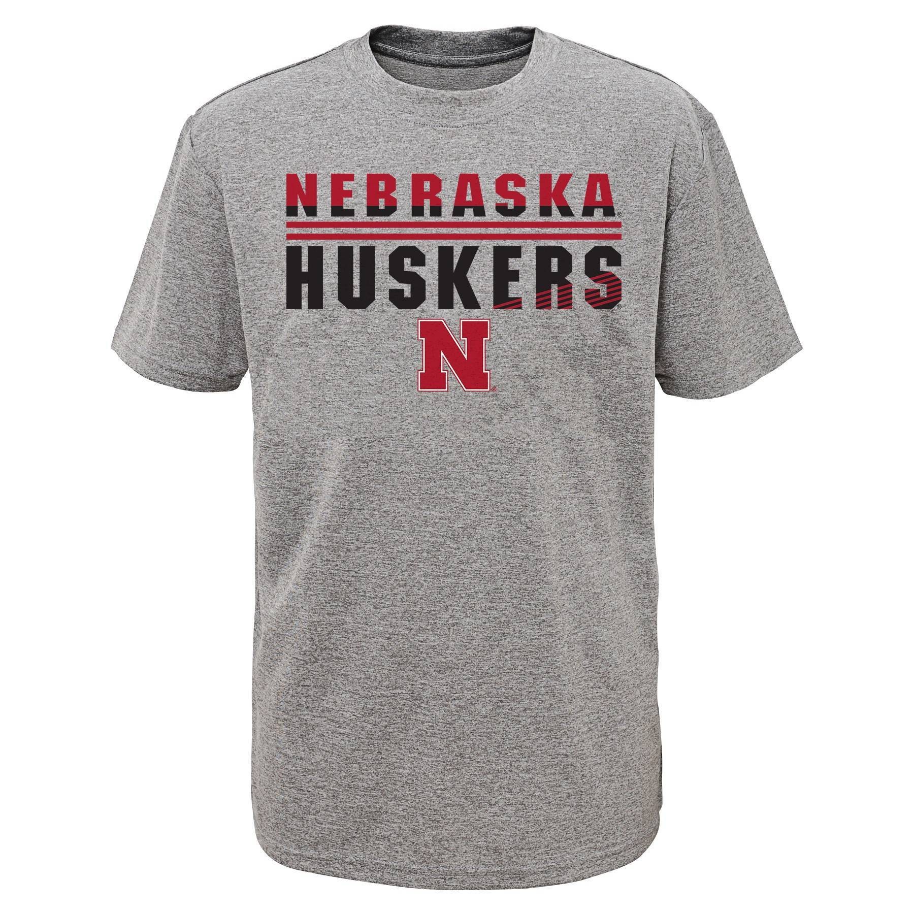 slide 1 of 1, NCAA Nebraska Cornhuskers Boys' Short Sleeve Gray Performance T-Shirt - XL, 1 ct