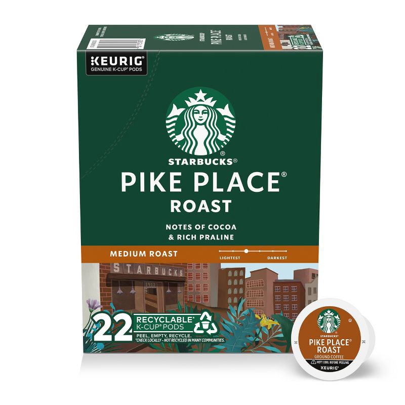 slide 1 of 8, Starbucks Pikes Place Medium Roast Keurig K-Cup Coffee Pods - 22ct, 22 ct