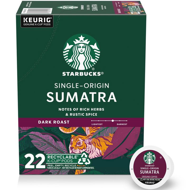 slide 1 of 7, Starbucks Keurig Sumatra Dark Roast Coffee Pods - 22 K-Cups, 1 ct