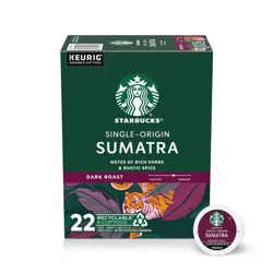 Starbucks Sumatra Single Origin Dark Roast Keurig K-Cup Coffee Pods - 22ct