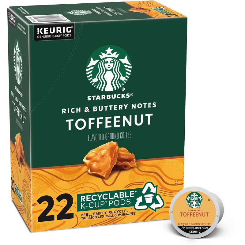 slide 1 of 1, Starbucks Keurig K-Cup Light Roast Coffee Pods—Toffeenut Flavored Coffee—Naturally Flavored—100% Arabica—1 box (22 pods), 1 ct