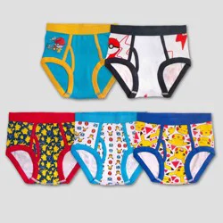 Boys' Pokemon 5pk Underwear - 8: Pikachu Boxer Briefs, Mid Rise, Full Waistband Elastic