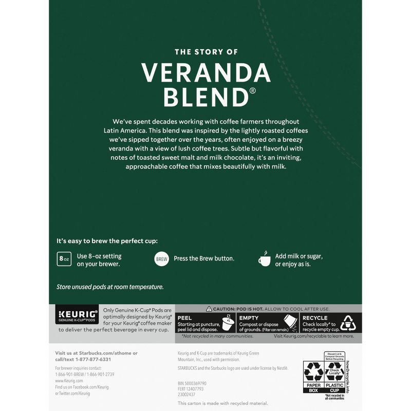 slide 6 of 6, Starbucks Keurig Veranda Blend Blonde Light Roast Coffee Pods - 22 K-Cups, 1 ct