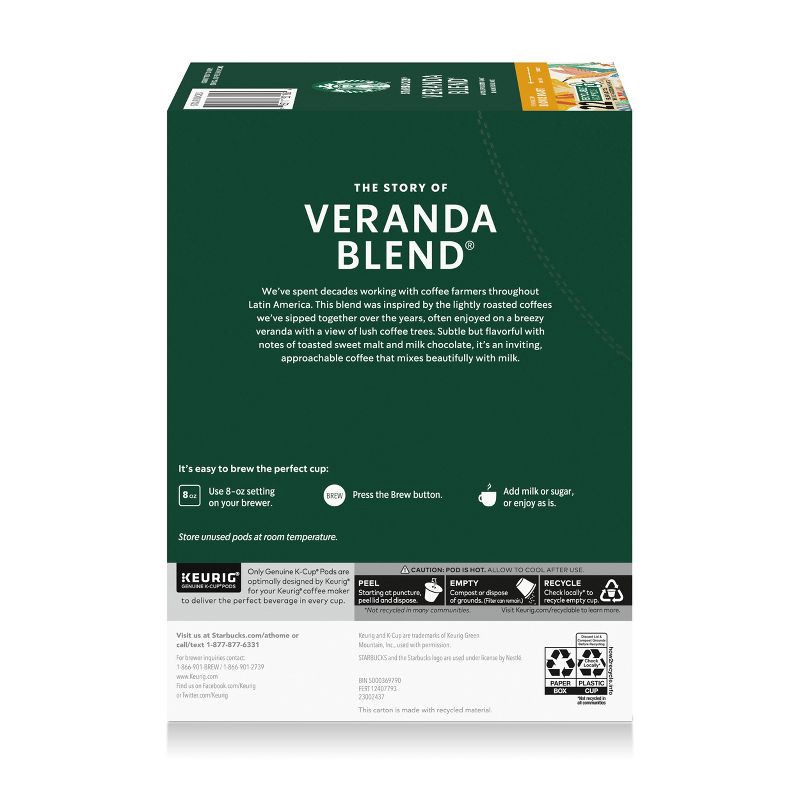 slide 8 of 8, Starbucks Veranda Blend Blonde Light Roast Keurig K-Cup Coffee Pods - 22ct, 22 ct