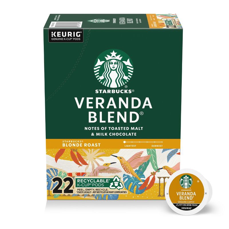 slide 1 of 8, Starbucks Veranda Blend Blonde Light Roast Keurig K-Cup Coffee Pods - 22ct, 22 ct