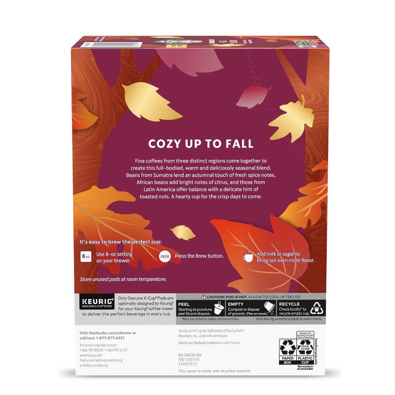 slide 9 of 9, Starbucks Fall Blend Medium Roast Keurig K-Cup Coffee Pods - 22ct, 22 ct