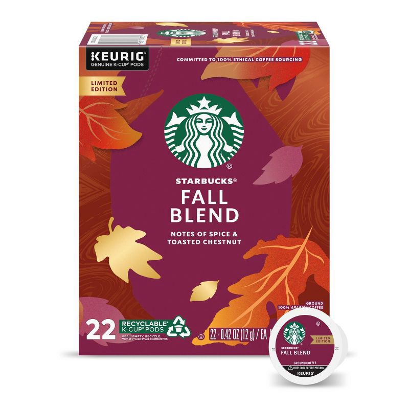 slide 1 of 8, Starbucks Keurig Fall Blend Medium Roast Coffee Pods - 22 K-Cups, 1 ct