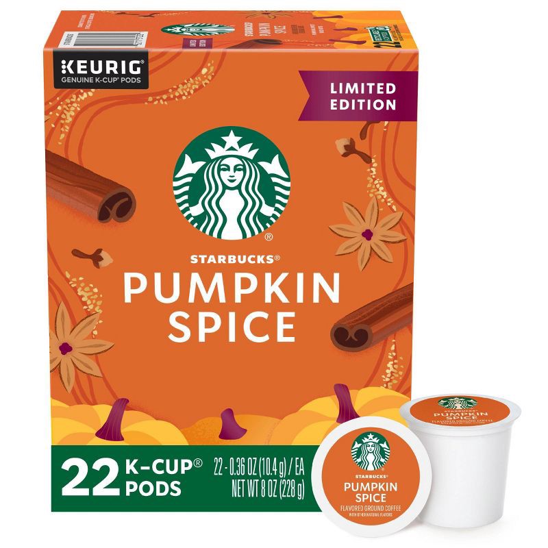 slide 1 of 7, Starbucks Pumpkin Spice Flavored Light Roast Keurig K-Cup Coffee Pods - 22ct, 22 ct