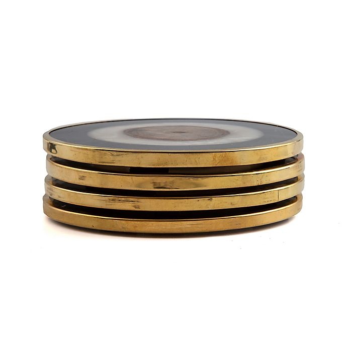 slide 2 of 2, Thirstystone Gold Rimmed Round Coasters, 4 ct