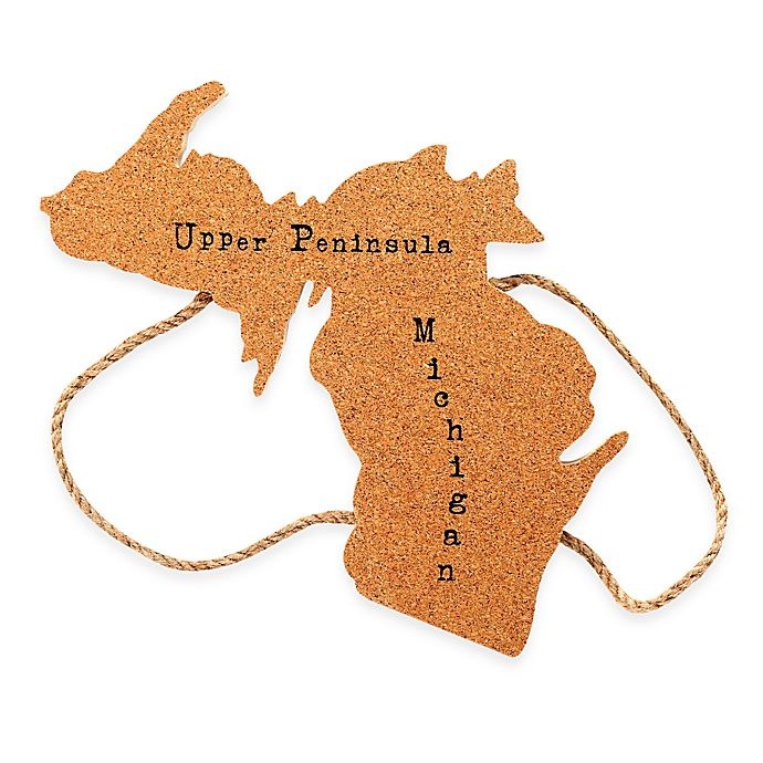 slide 1 of 1, Thirstystone Michigan Upper Peninsula Shaped Cork/Rope Trivet - Natural, 1 ct