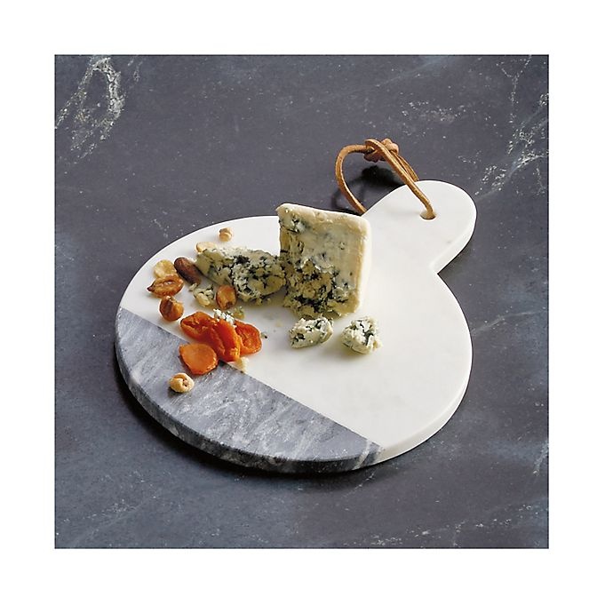 slide 3 of 3, Artisanal Kitchen Supply Two-Tone Round Marble Cheese Board with Handle, 1 ct