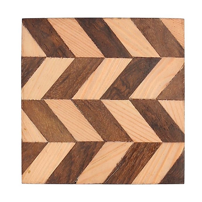 slide 1 of 1, Thirstystone Chevron Two-Tone Wood Square Single Coaster, 1 ct