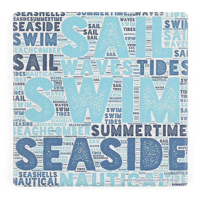 slide 1 of 1, Thirstystone Dolomite Beach Typography Single Square Coaster, 1 ct