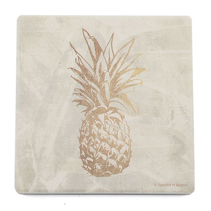 slide 2 of 2, Thirstystone Dolomite Pineapple Cream Square Coasters, 4 ct