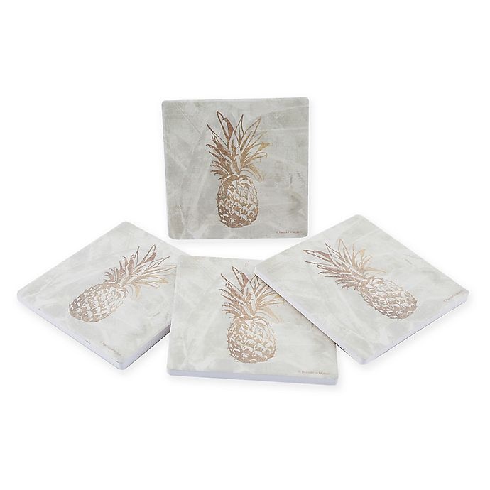 slide 1 of 2, Thirstystone Dolomite Pineapple Cream Square Coasters, 4 ct