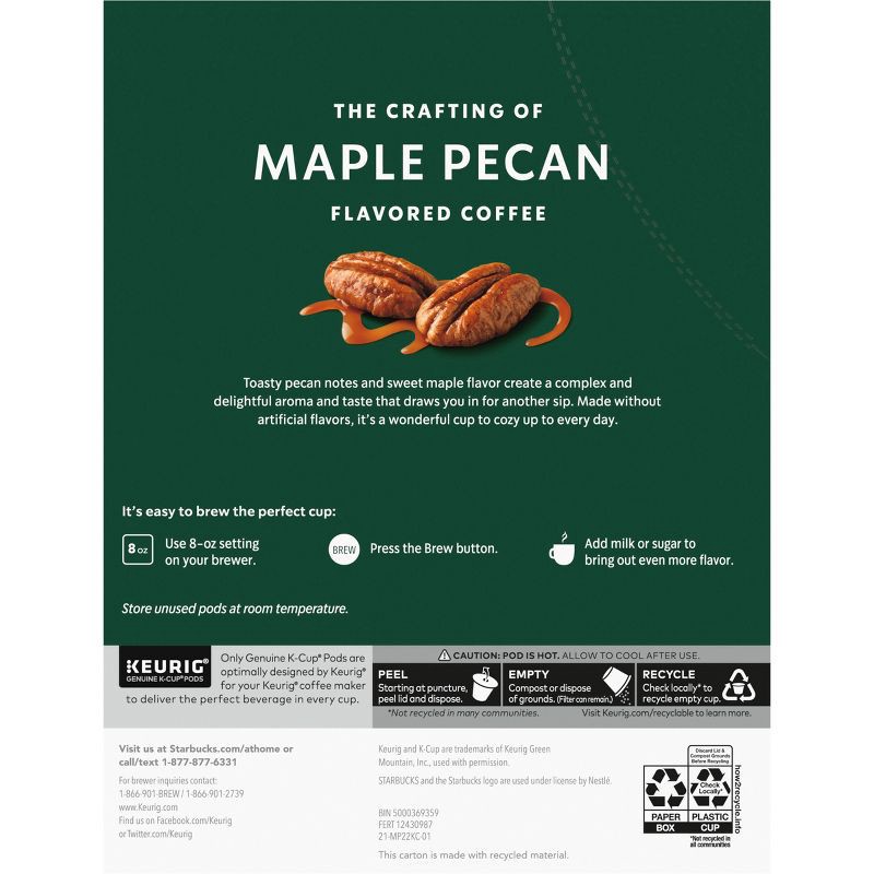 slide 7 of 7, Starbucks Keurig Maple Pecan Maple Light Roast Coffee Pods - 22 K-Cups, 22 ct