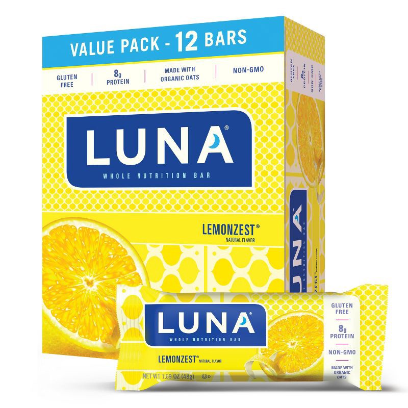 slide 1 of 6, LUNA Bar LUNA LemonZest Nutrition Bars - 20.28oz/12ct, 20.28 oz, 12 ct