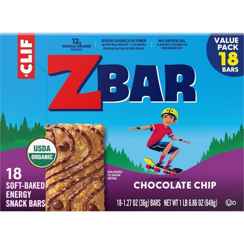 slide 2 of 15, CLIF KID ZBAR Chocolate Chip Granola Bar Organic - 22.86oz/18pk, 22.86 oz, 18 ct