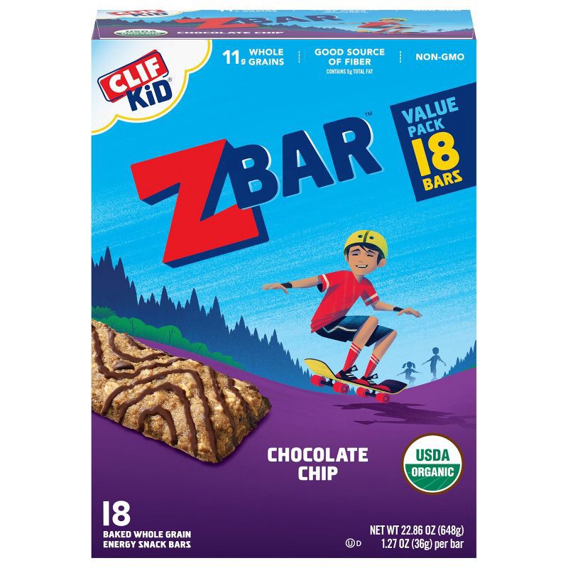 slide 1 of 10, CLIF Kid ZBAR Organic Chocolate Chip Snack Bars - 22.86oz/18ct, 22.86 oz, 18 ct