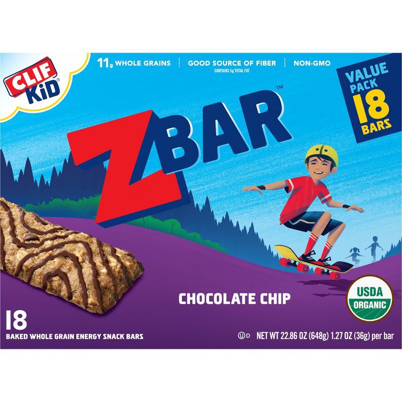 slide 5 of 10, CLIF Kid ZBAR Organic Chocolate Chip Snack Bars - 22.86oz/18ct, 22.86 oz, 18 ct